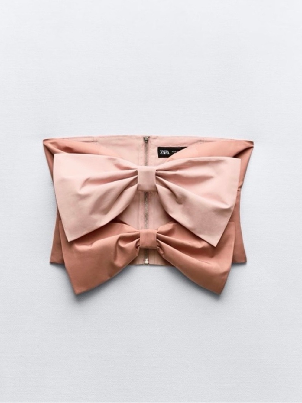 Zara Pink Bow Cut-Out Taffeta Top - NWOT
